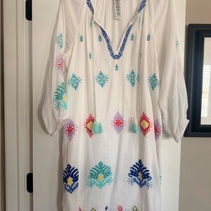 Tommy Bahama Embroidered White Tunic Dress